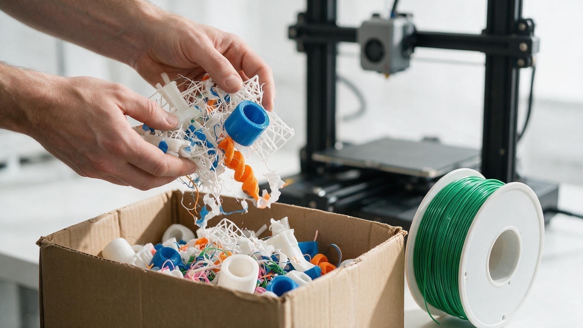 Filament geri dönüşümü — atık 3D baskı parçalarından yeni filament üretimi